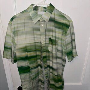 John Elliott Cloak Print Short Sleeve Button-Up - Green (MOTION MEADOW) - Medium